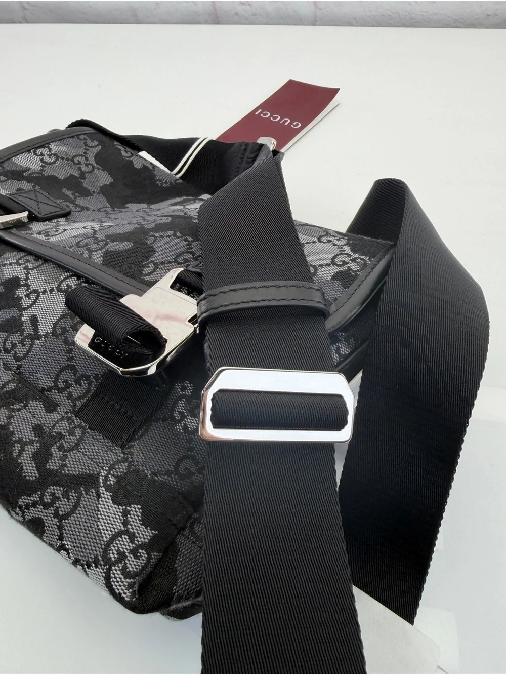 Gucci GG Canvas Camouflage Marbled Small Crossbody Bag Black NWT